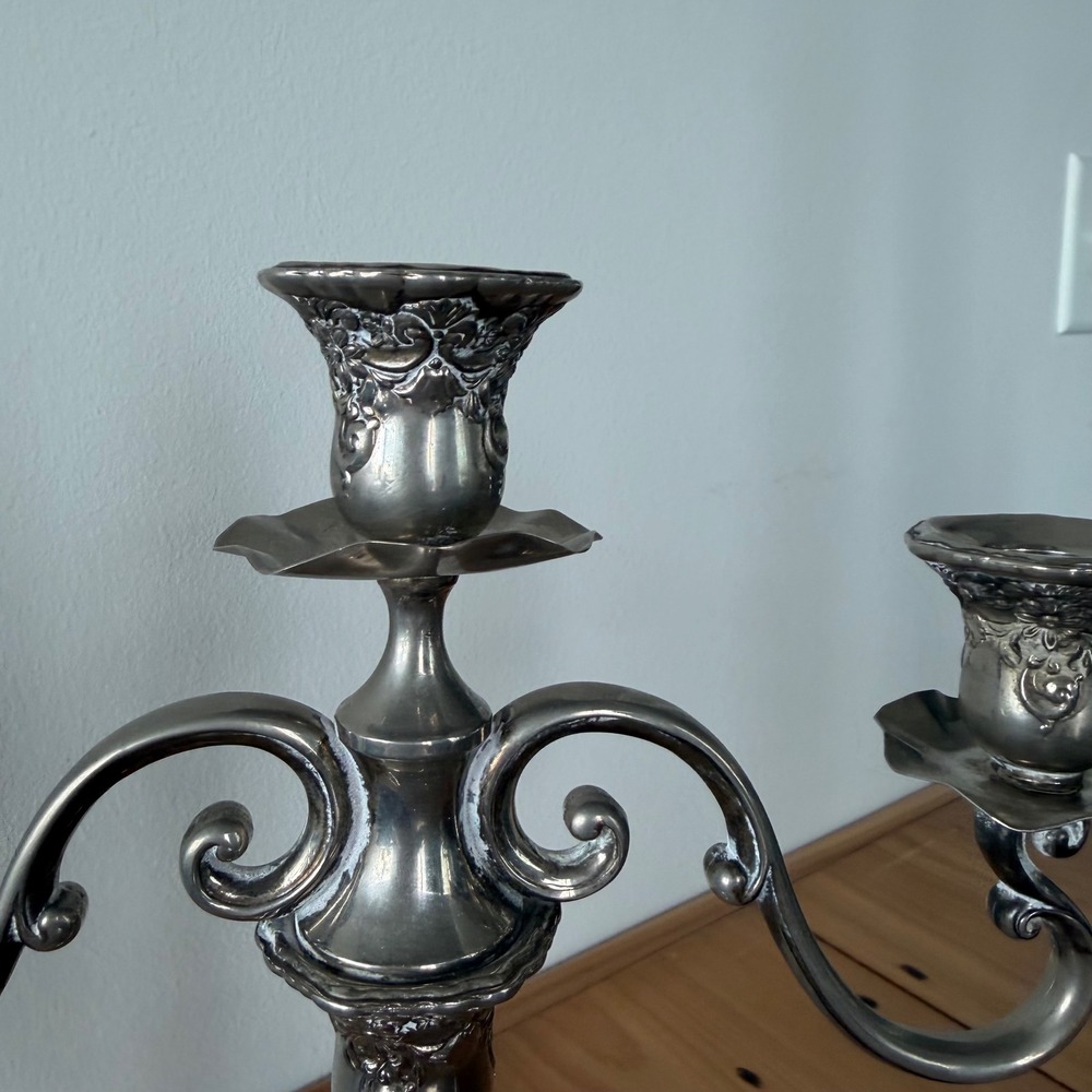 Vintage Antique Silver-Plated Victorian Style Candelabra - Picture 10 of 14